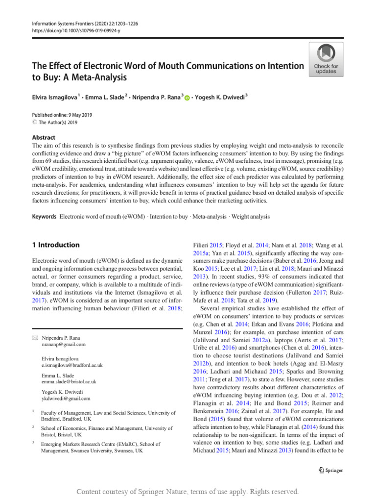 The Effect of Electronic Word of Mouth Communicati | PDF | Credibility ...