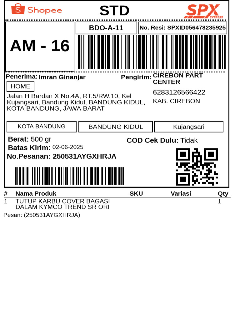 Label Pengiriman - Reguler - 1 | PDF