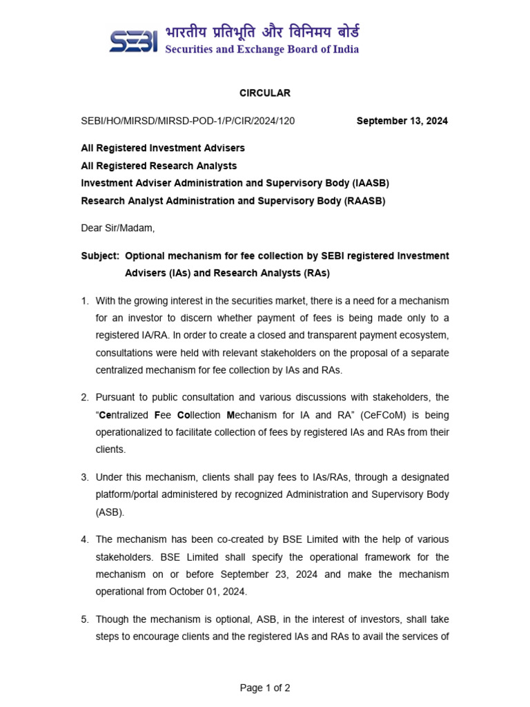 RIA + RA - Optional Fee Payment Mechanism | PDF | Financial Adviser ...