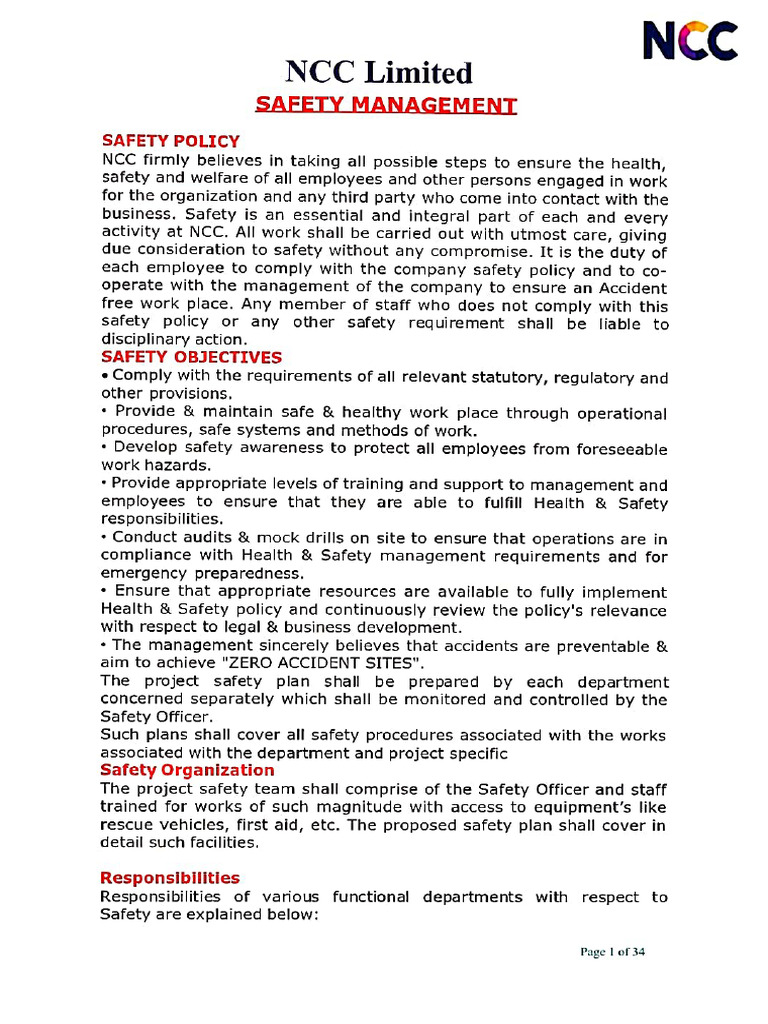 NCC Limited Safety Documents ? 1 | PDF