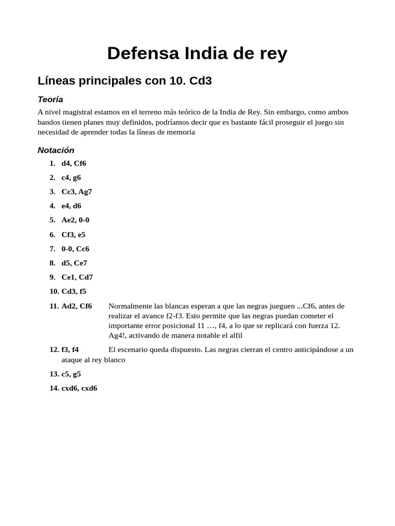 Estrategias en la Defensa India de Rey | PDF | Ajedrez | Teoría del ajedrez