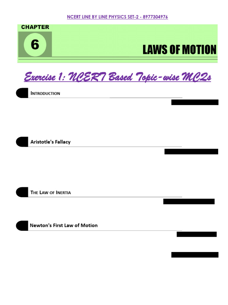LAWS OF MOTION NCERT LINES SET-2 (1) (1) Boost | PDF | Force | Friction