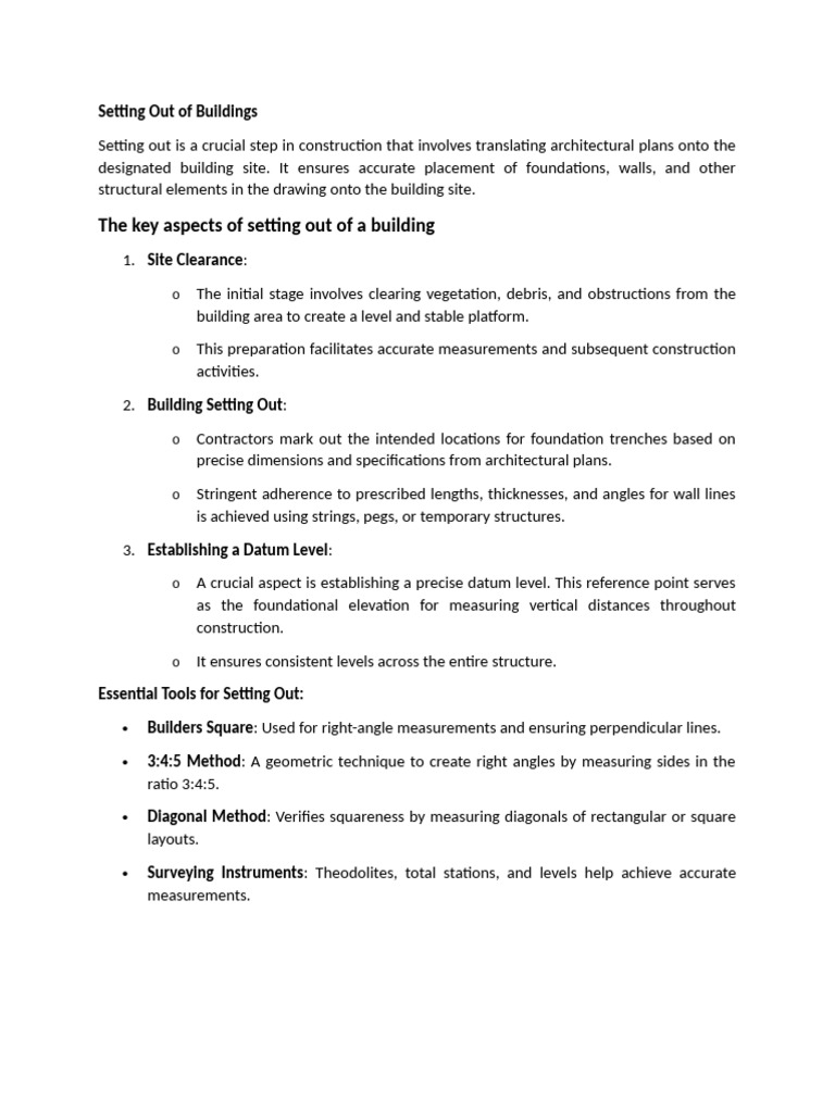 Setting Out of Buildings - Note | PDF