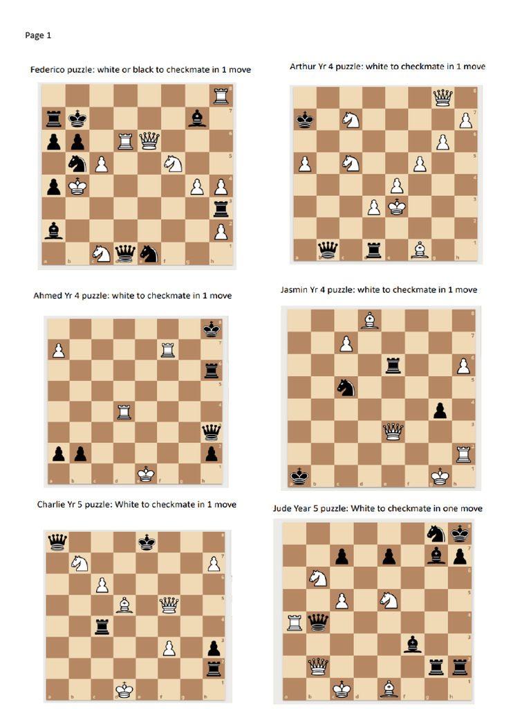 HH Js Children Made These Chess Puzzles | PDF | Competitive Games ...
