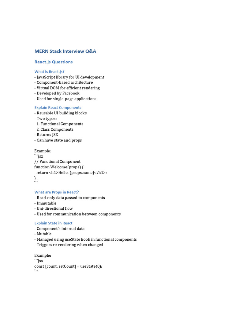MERN Stack Interview Q&A Guide | PDF | Java Script | Software Development
