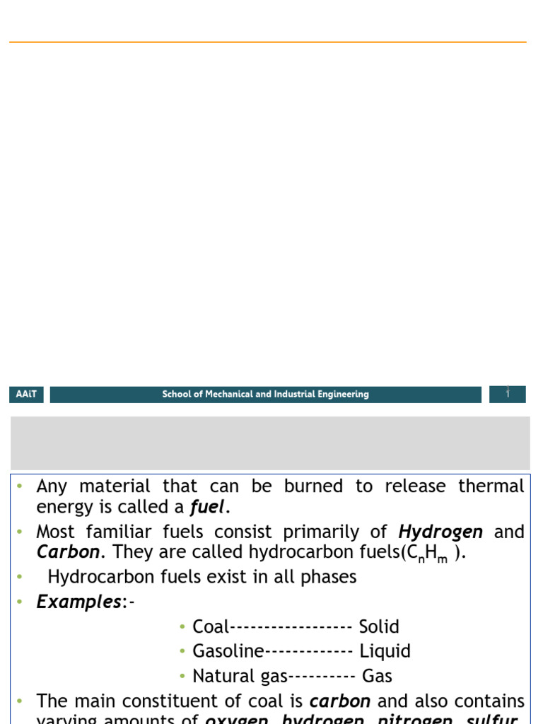 Chapter 3 - Fuel and Combustion - Modified | PDF | Combustion | Coal