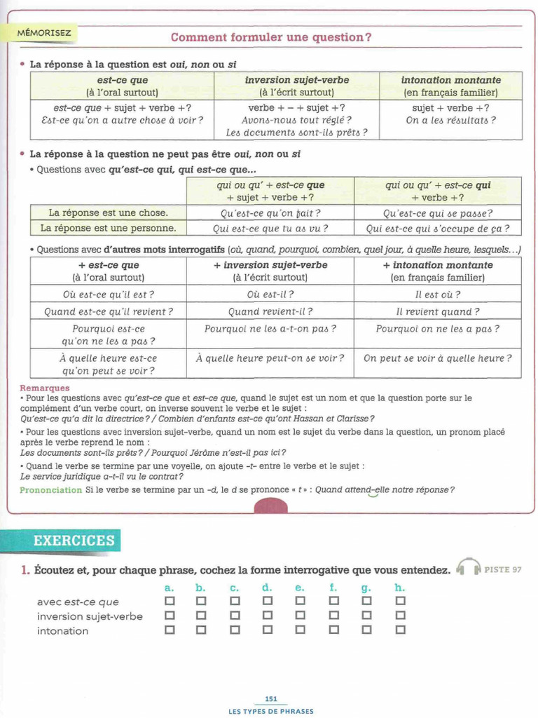 Formuler des questions en français | PDF | Question | Langues
