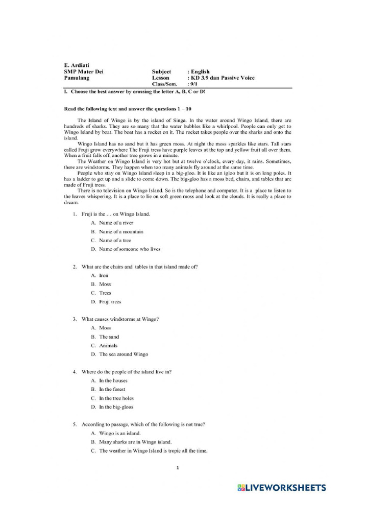 Worksheet 782942 | PDF