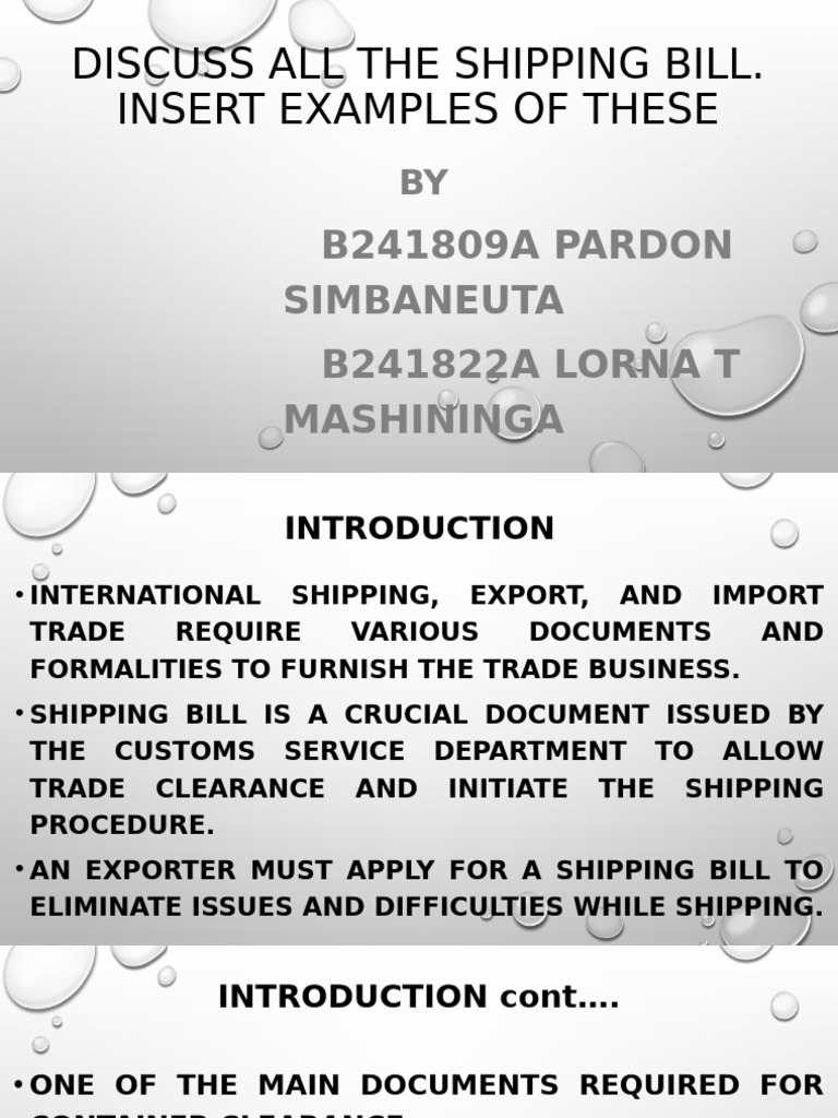 Discuss All The Shipping Bill | PDF | Customs | International Business