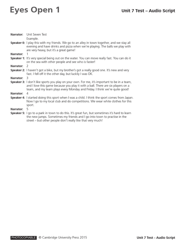 Unit 7 Test Audio Script | PDF