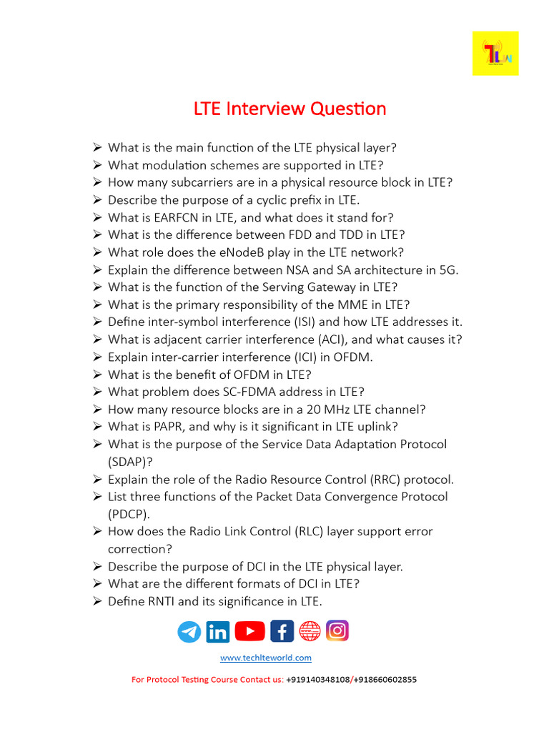 Lte Questions | PDF | Data Transmission | Information And ...