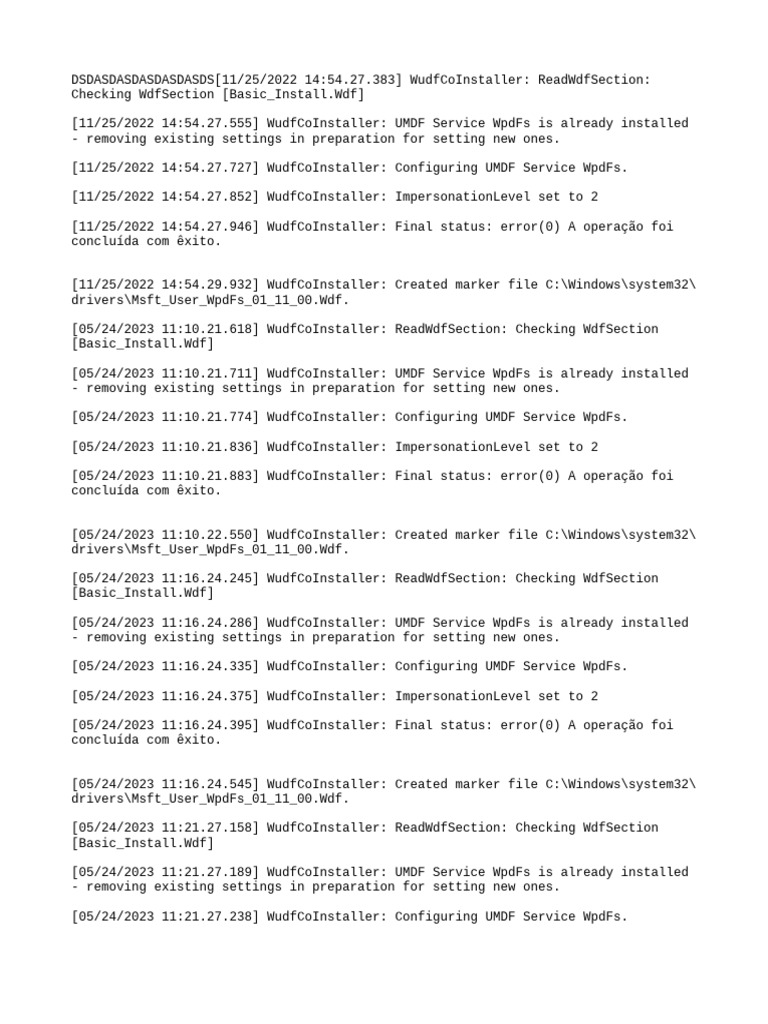 UMDF Service WpdFs Installation Log | PDF | Microsoft Windows ...