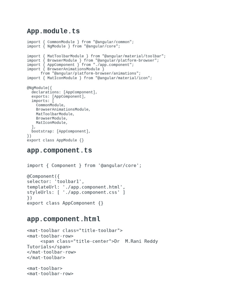 Angular Material Toolbar Example | PDF