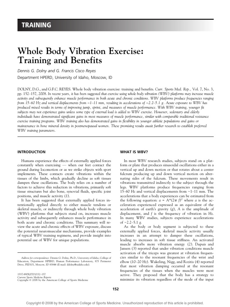 Whole Body Vibration Exercise Training And.11 | PDF | Skeletal Muscle