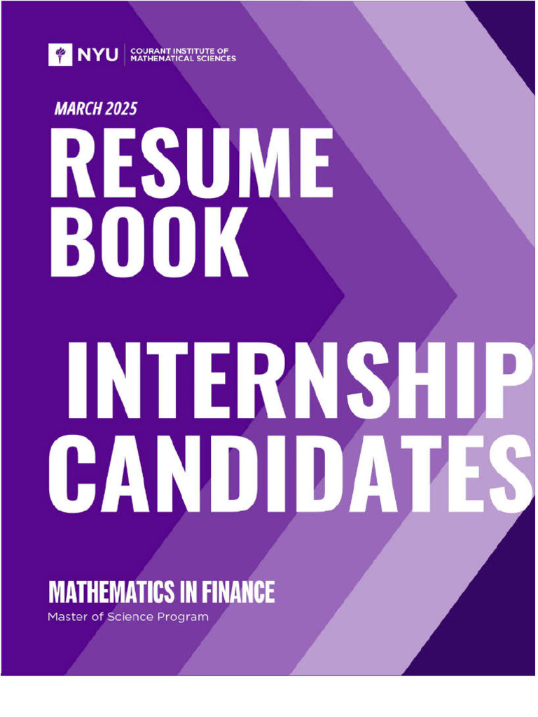 NYU M.S. Math Finance Resume Book | PDF | Statistics | Mathematical Finance