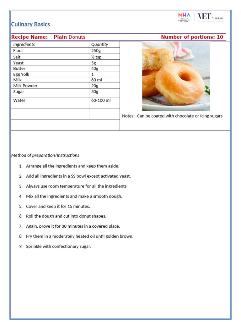 Easy Plain Donut Recipe Guide | PDF