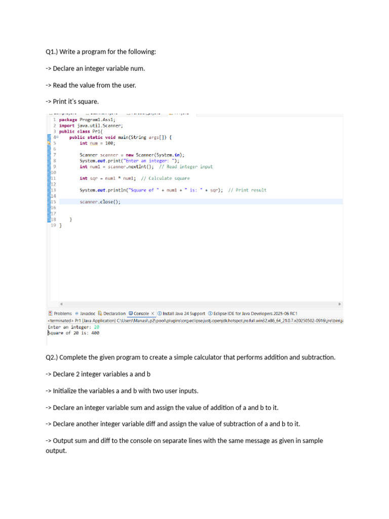 Java User Input and Basic Programs | PDF