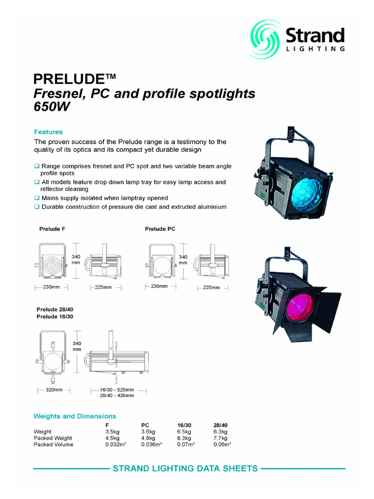 Strand Lighting Prelude Data Sheet | PDF