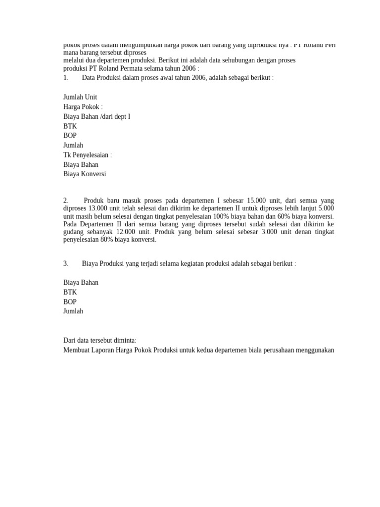 Latihan Harga Pokok Proses-Metode Rata-Rata-Fifo | PDF