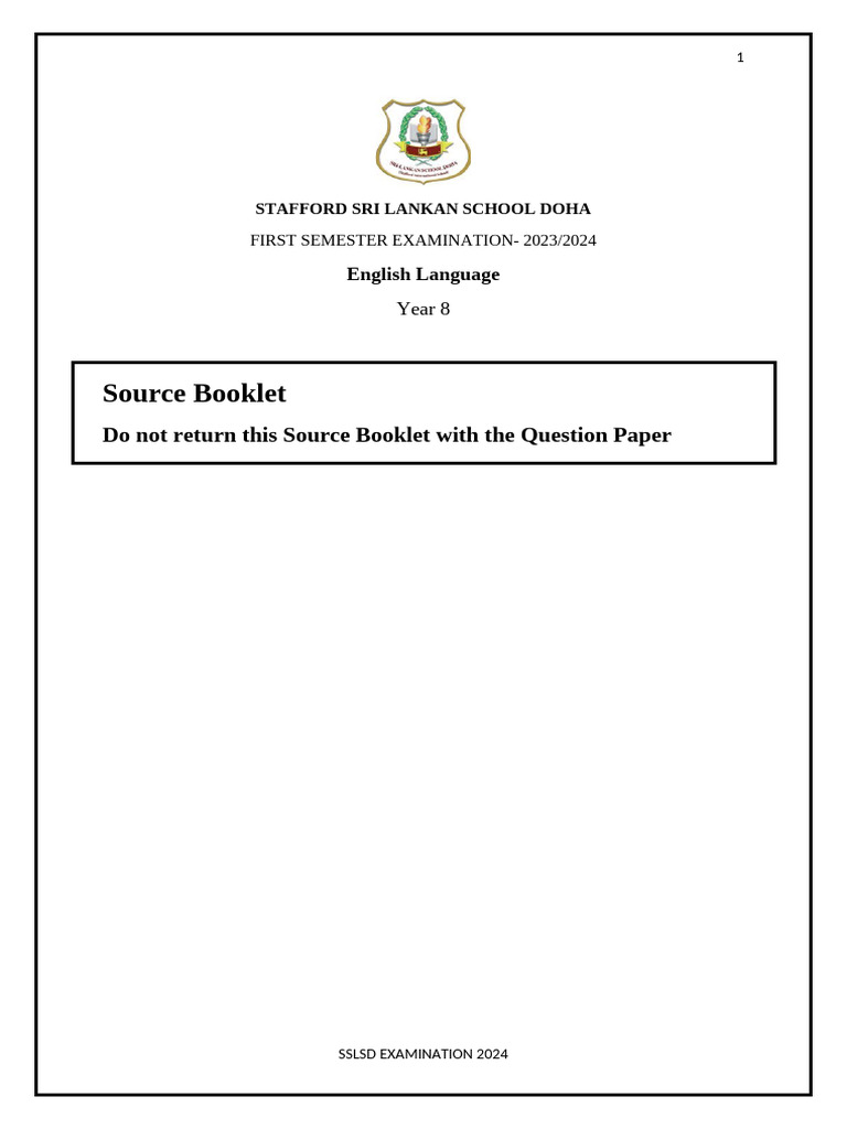 (Source Booklet) - First Semester 2023 - 2024 | PDF