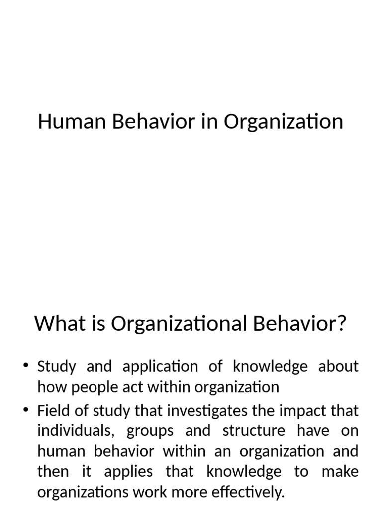 Human Behavior in Organization PptFeb2023 | PDF | Organizational ...