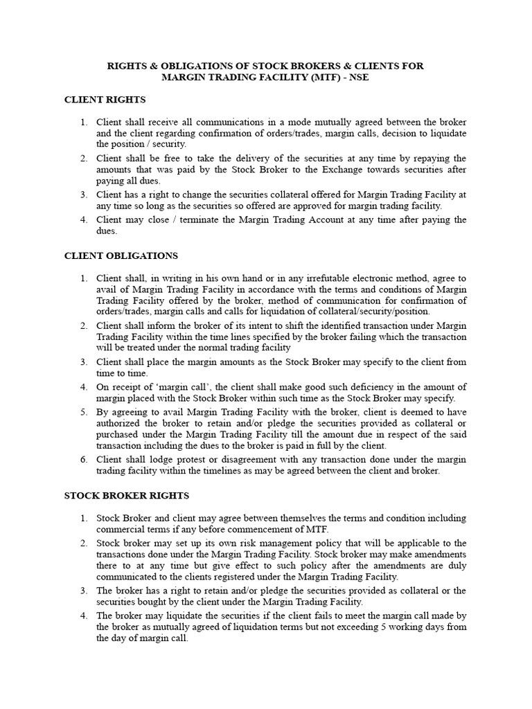 Margin Trading Rights & Obligations Guide | PDF | Margin (Finance) | Stocks