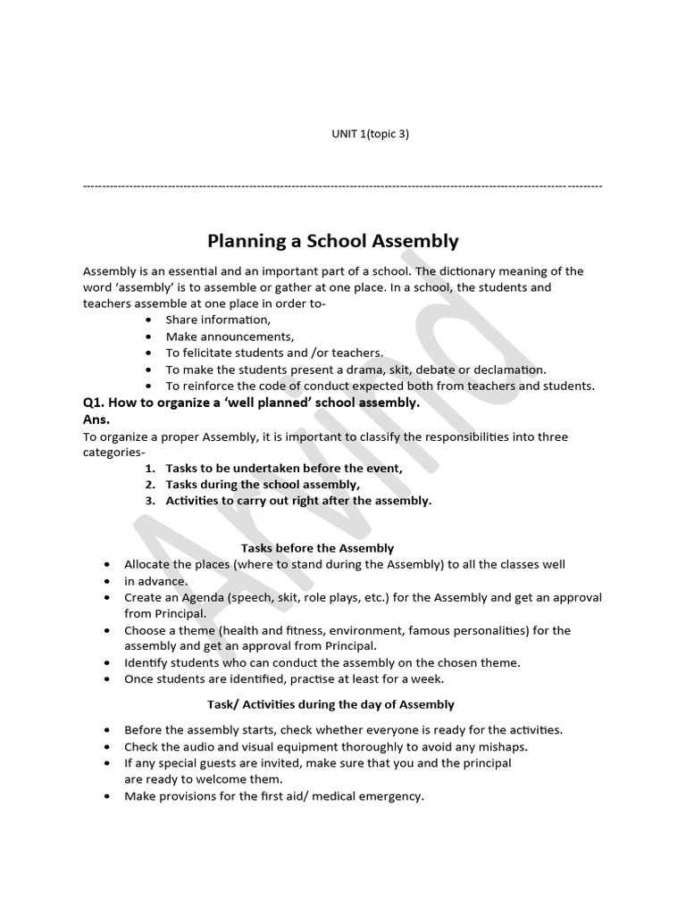 Planning Effective School Assemblies | PDF