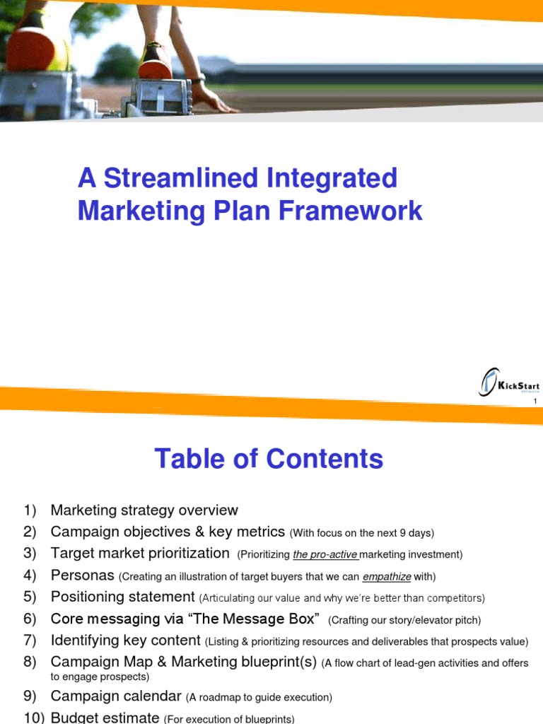 A Streamlined Integrated Marketing Plan Framework | PDF | Marketing