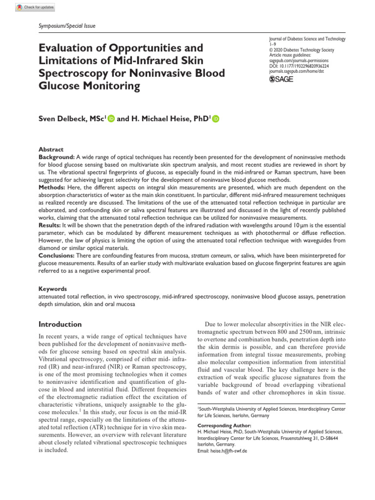 JDST Noninvasive Glucose ATR Infrared - 2020 | PDF | Glycated ...