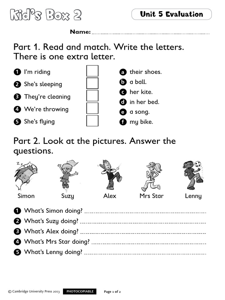 Kid's Box 2 Unit Evaluations Guide | PDF