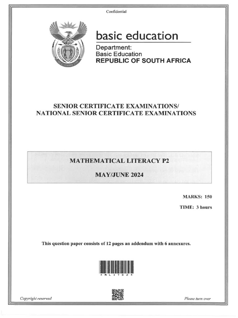 Mathematical Literacy P Two | PDF