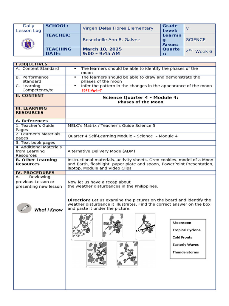 DLP-COT-science 5 - Phases of the Moon | PDF | Moon | Astronomy