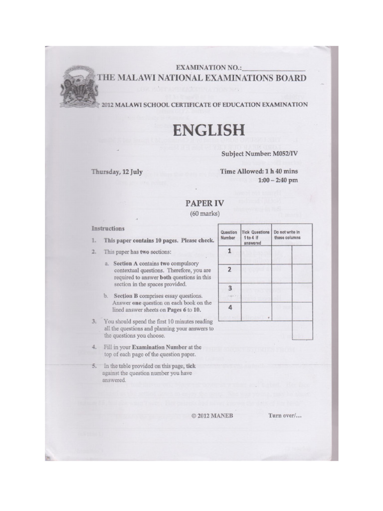 2012 English Paper IV | PDF
