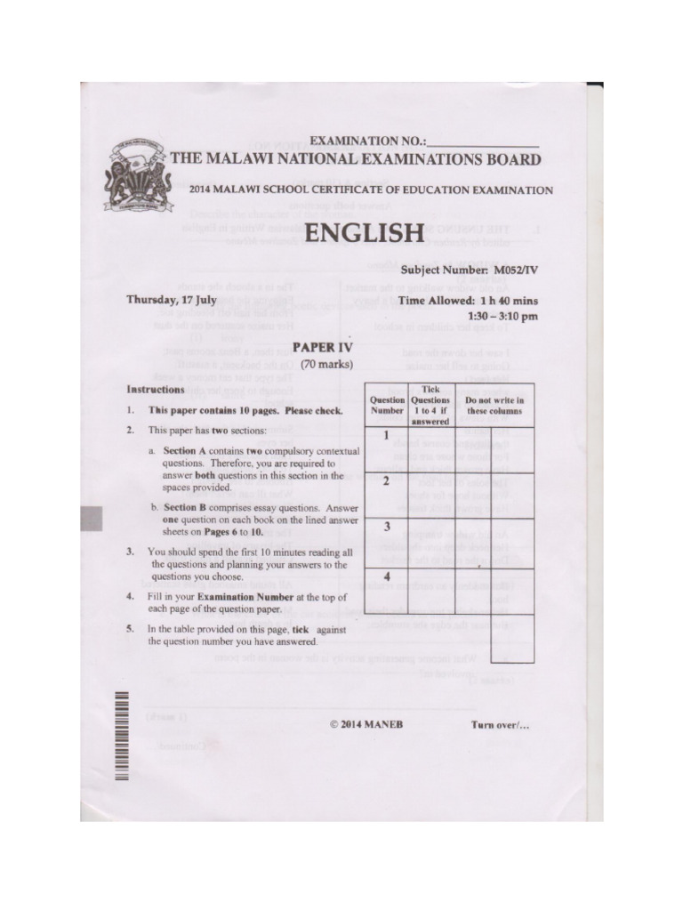 2014 English Paper IV | PDF