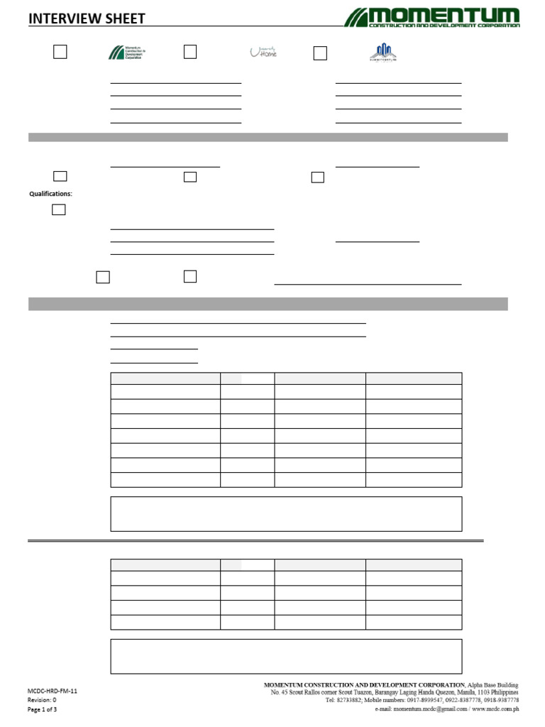 MCDC Interview Evaluation Sheet | PDF