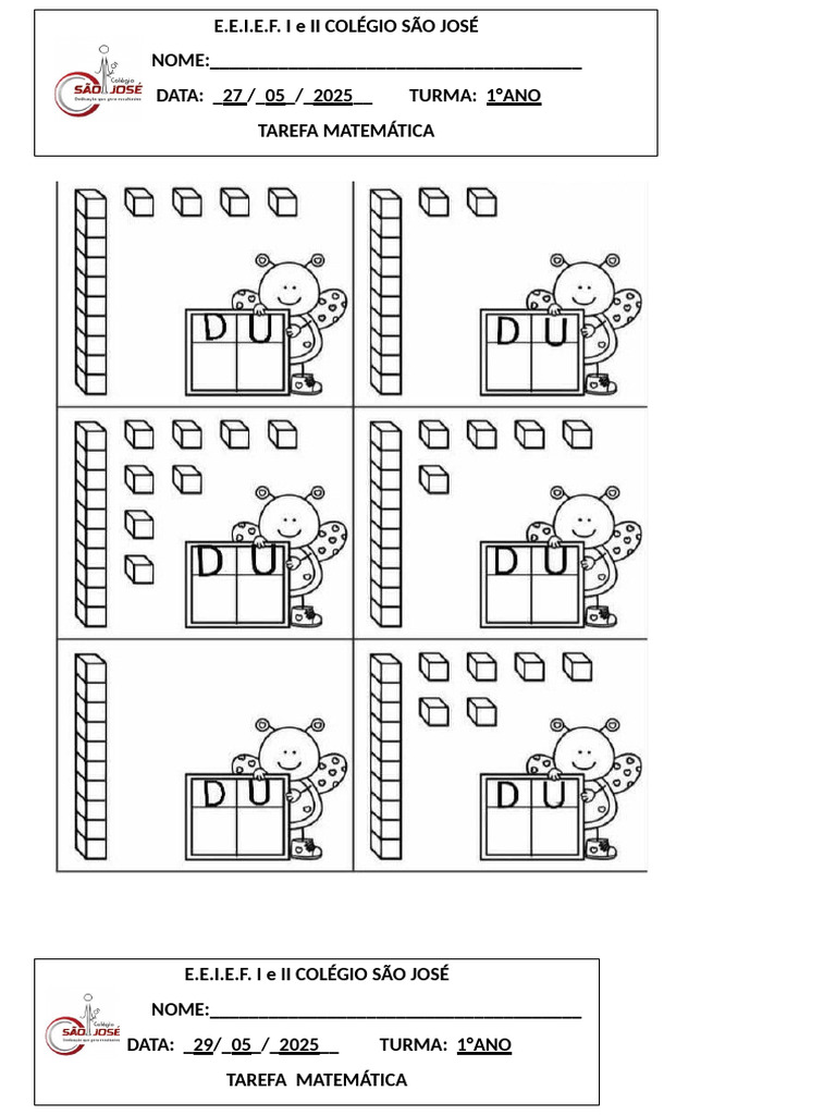 Tarefas de Matemática e Português 1º Ano | PDF