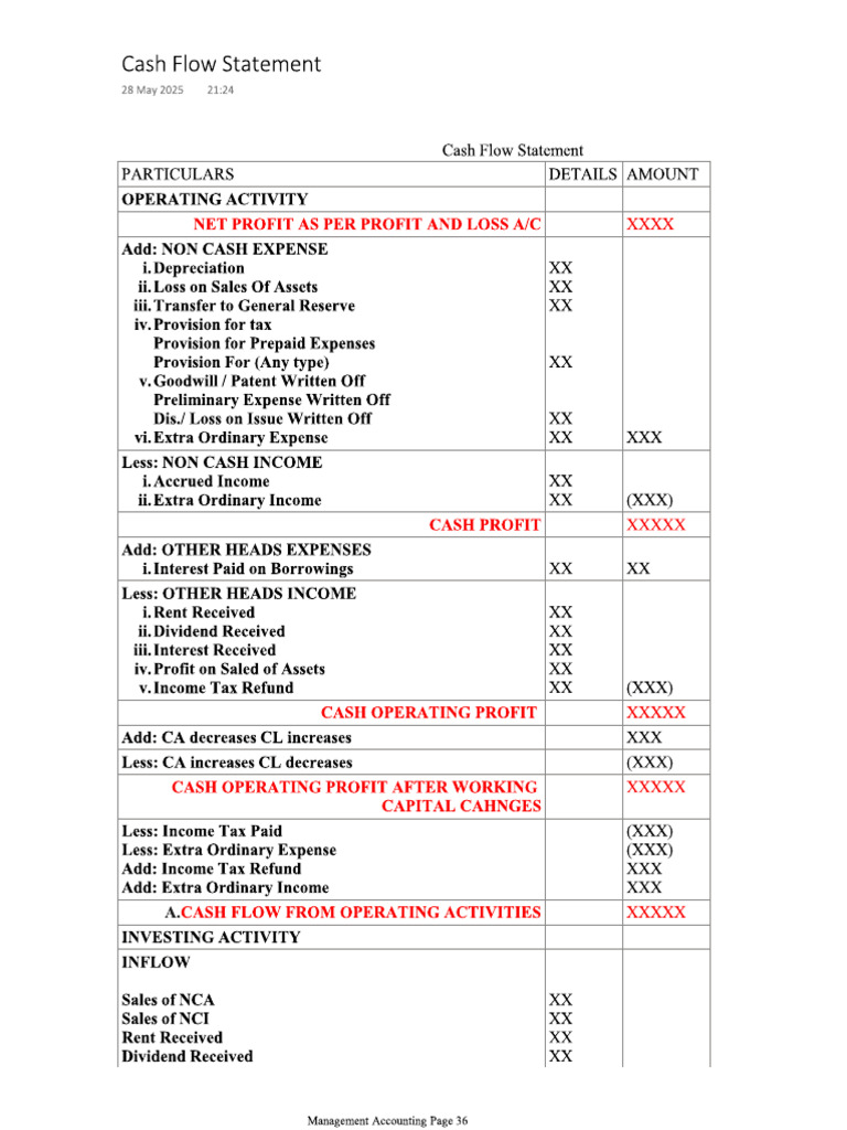 Cash Flow Statement. | PDF