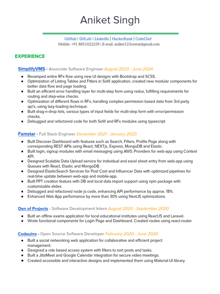 Software Engineer Resume Overview | PDF | Computing | Software Engineering