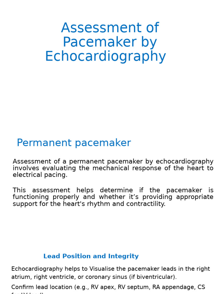 Echocardiographic Assessment of Pacemakers | PDF | Artificial Cardiac ...
