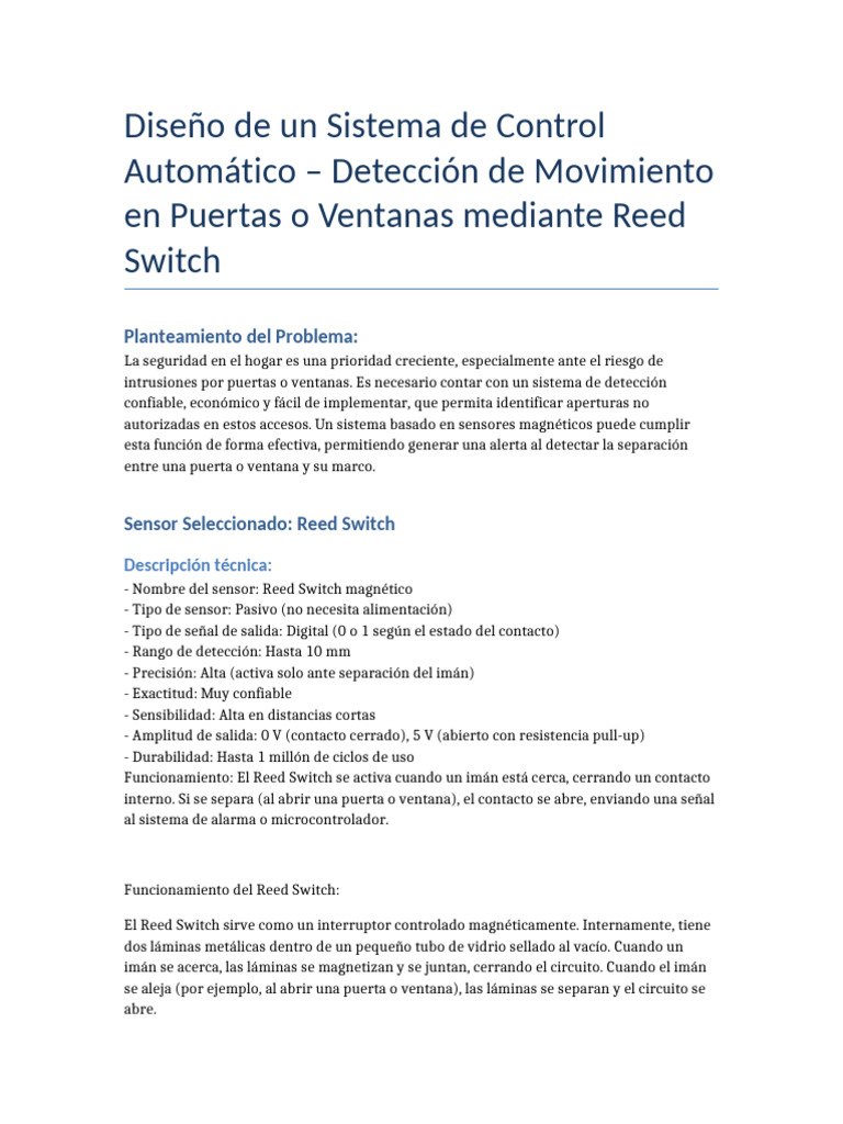 Detección Reed Switch Actualizado | PDF | Sensor | Bienes manufacturados