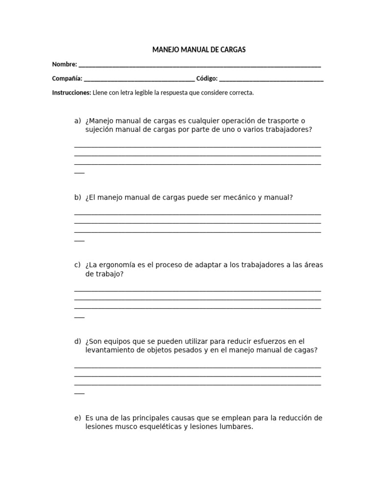 Manejo Manual de Cargas | PDF