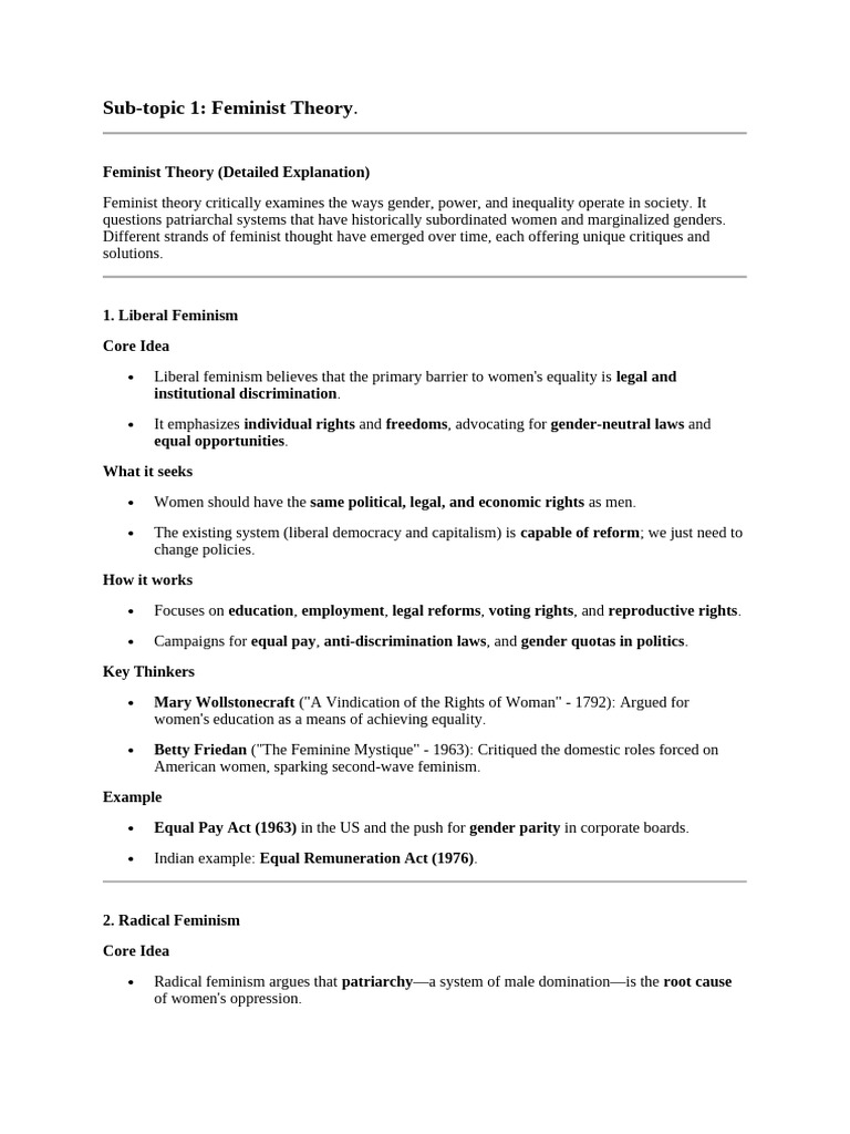 Overview of Feminist Theories and Movements | PDF | Intersectionality ...