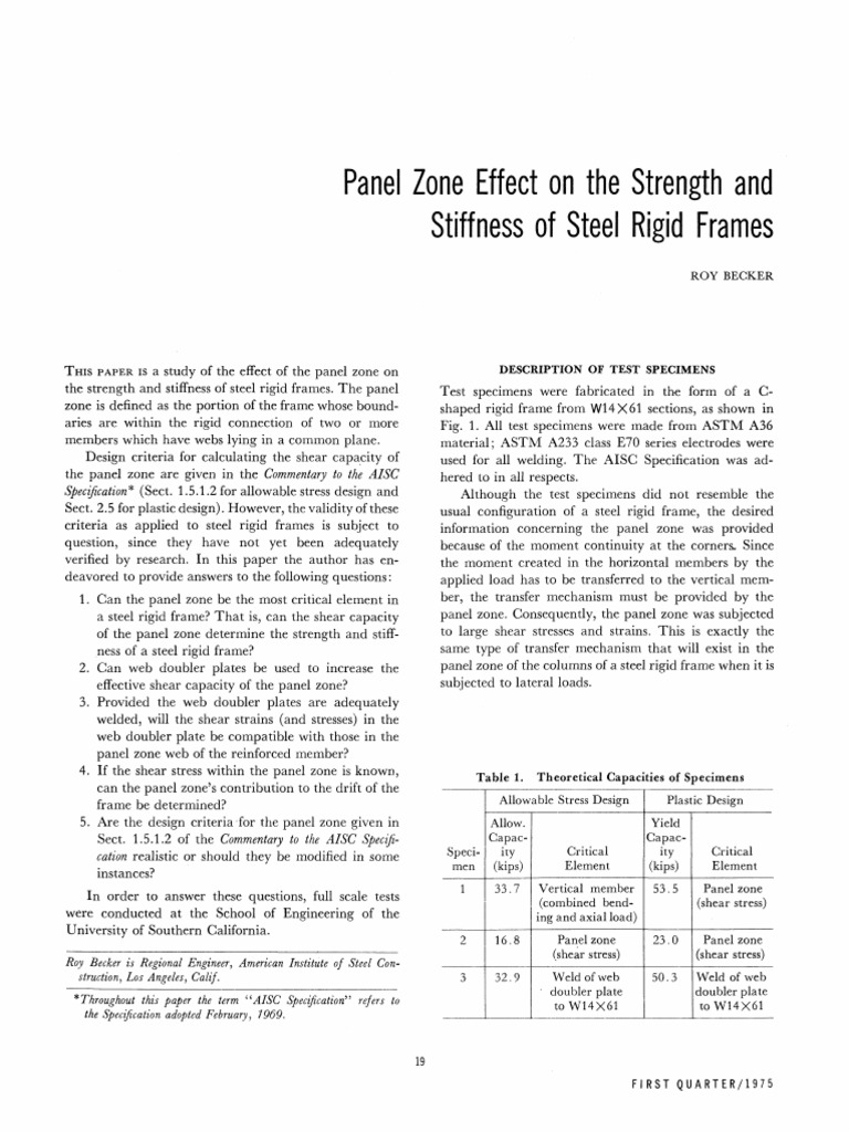 Panel Zone Impact on Steel Frame Strength | PDF | Strength Of Materials ...