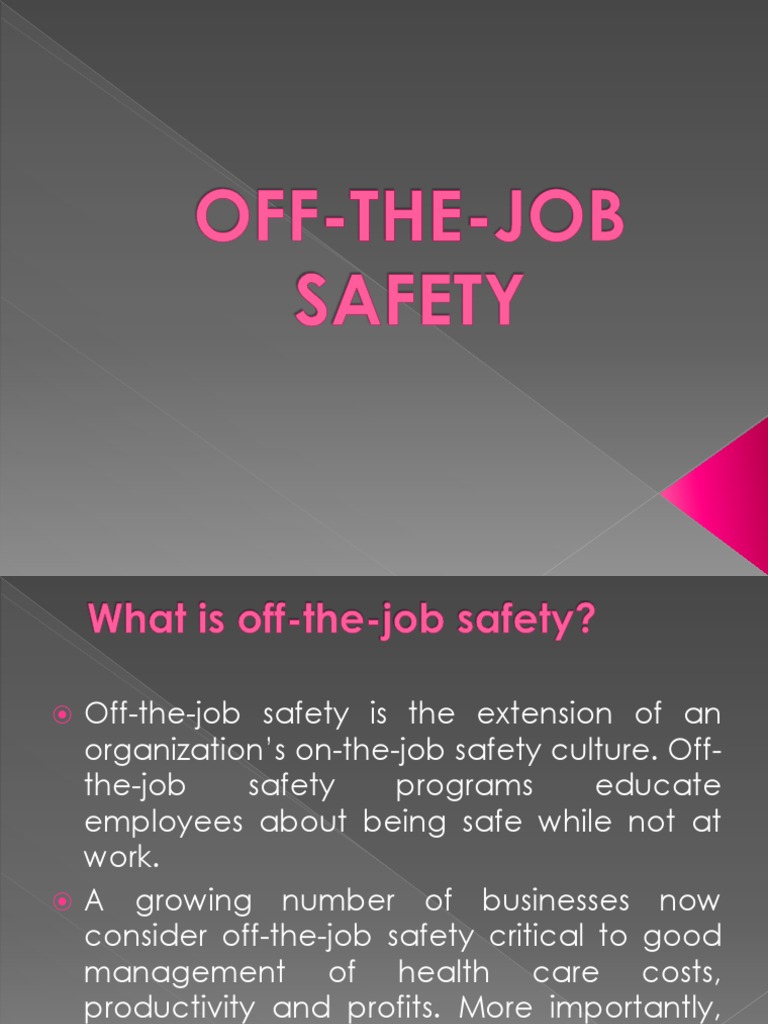 Off The Job Safety PDF Employment Leadership
