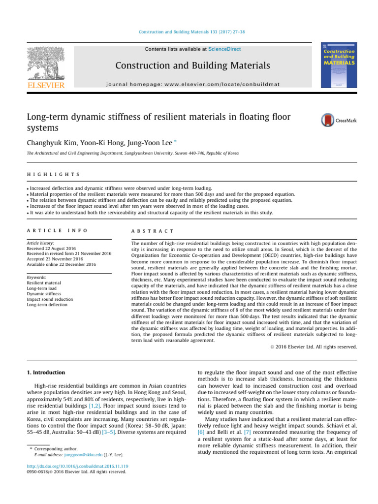 Long-Term Dynamic Stiffness of Resilient Materials | PDF | Elasticity ...
