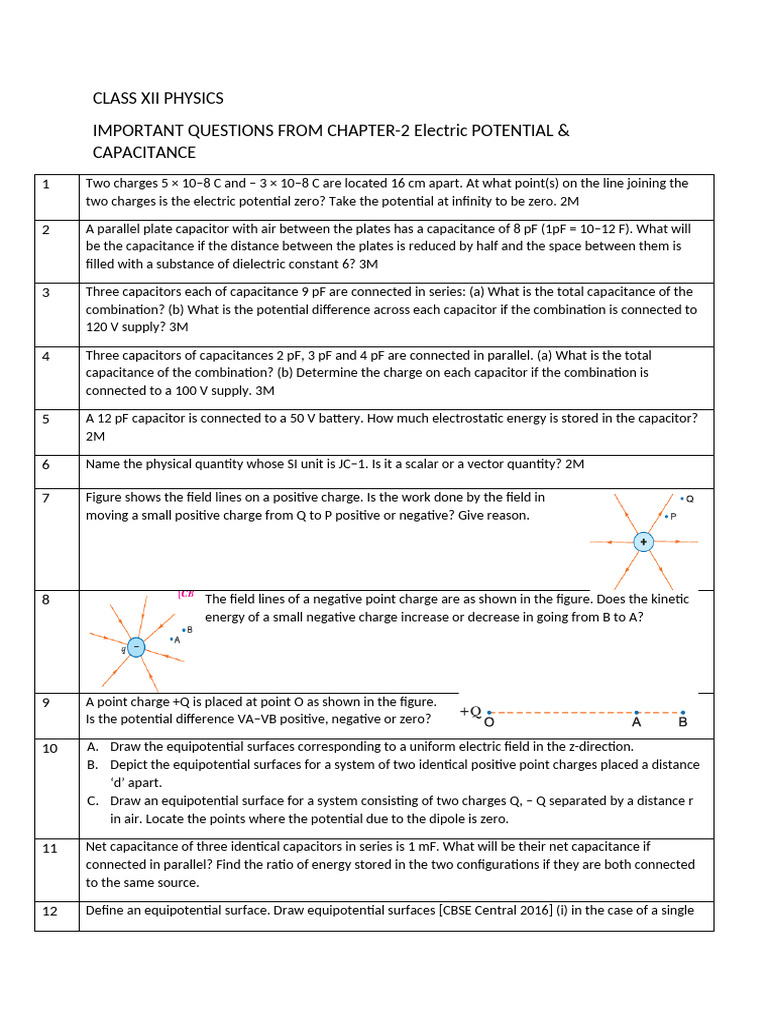 Xii Potential& Capacitance | PDF | Capacitance | Capacitor