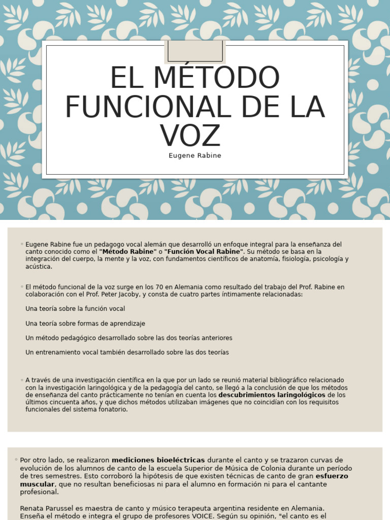 Método Rabine: Voz y Cuerpo Integrados | PDF