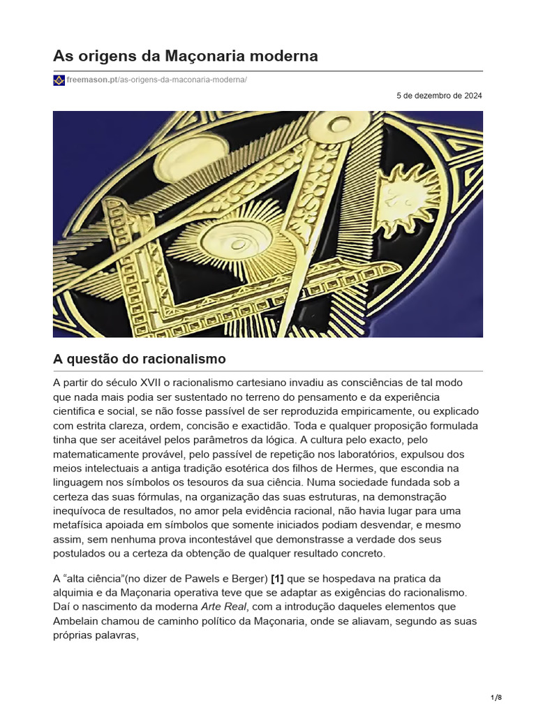 Origens da Maçonaria Moderna e Racionalismo | PDF | Iluminismo | Deus