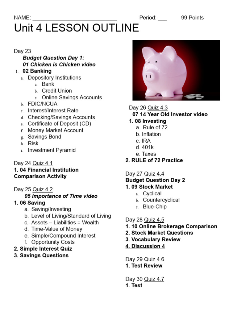 Banking and Investment Lesson Plan | PDF | Interest | Interest Rates