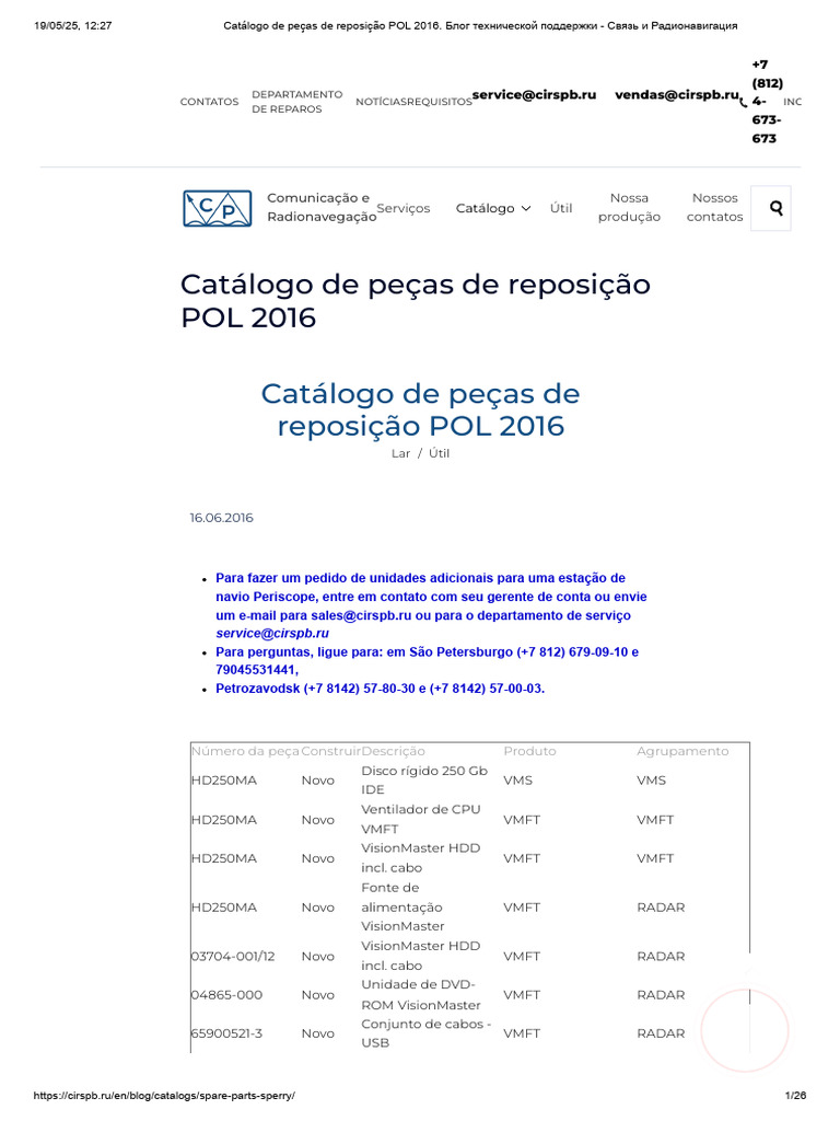 Catálogo de Peças de Reposição POL 2016. Блог Технической Поддержки ...